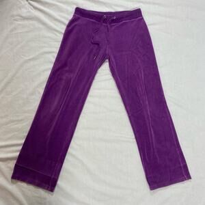 Sarah Johnson purple velour sweatpants size medium y2k preppy sporty comfy‎